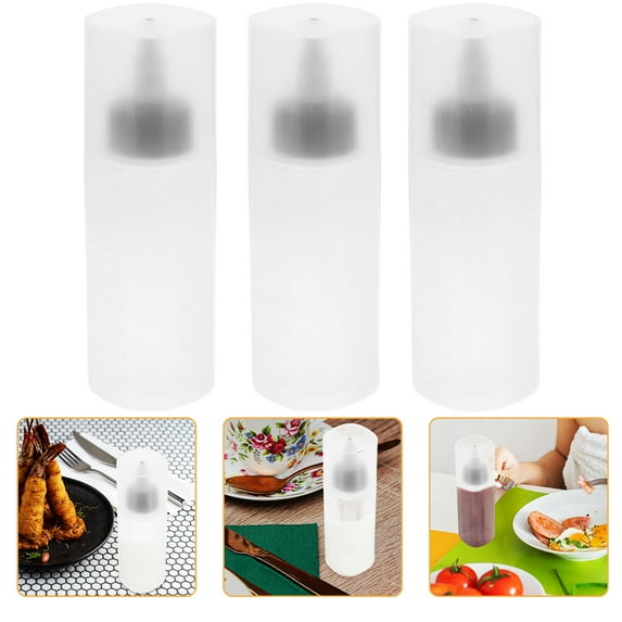 NICEXMAS 6Pcs White Sauce Bottles Portable Condiment Bottles for Bbq and Picnic Use