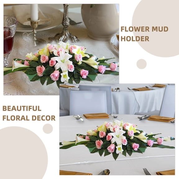 NICEXMAS 7Pcs Flower Arrangement Plate Base Plastic Green Floral Foams for Special Events