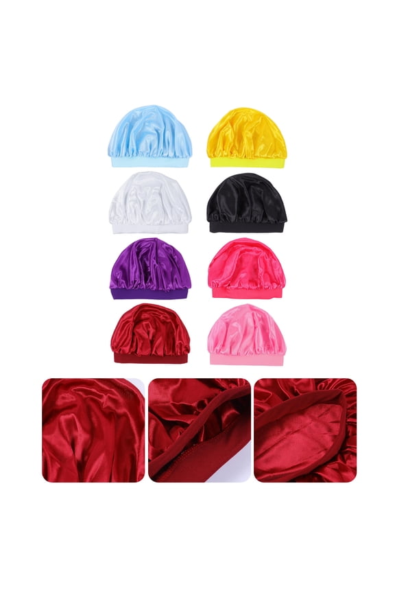 8 Pcs Hat Bonnets Bonnet for Curly Hair Elastic Hair Cap Sleep Bonnet Cap Hair Care Broadside Curls Toddler