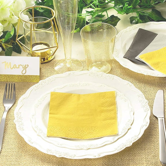 NICEXMAS 80pcs Yellow Napkins Disposable Tissue Party Favors for Birthday Party