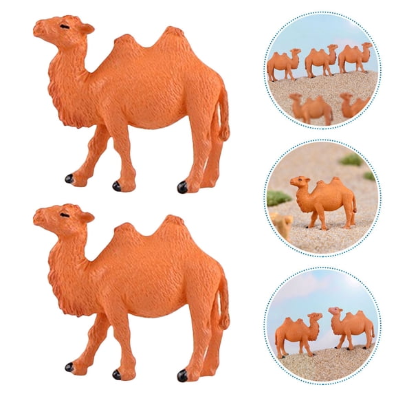 NICEXMAS Small Orange Plastic Camel Figurines for Tabletop Decor and Sand Table Displays