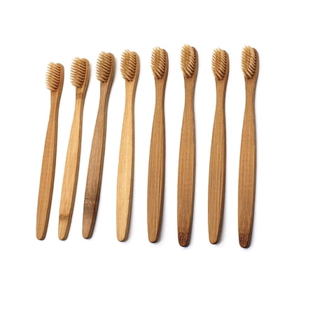 NICEXMAS 8pcs Bamboo Toothbrush Natural Wooden ECO Friendly Toothbrush with Bristles
