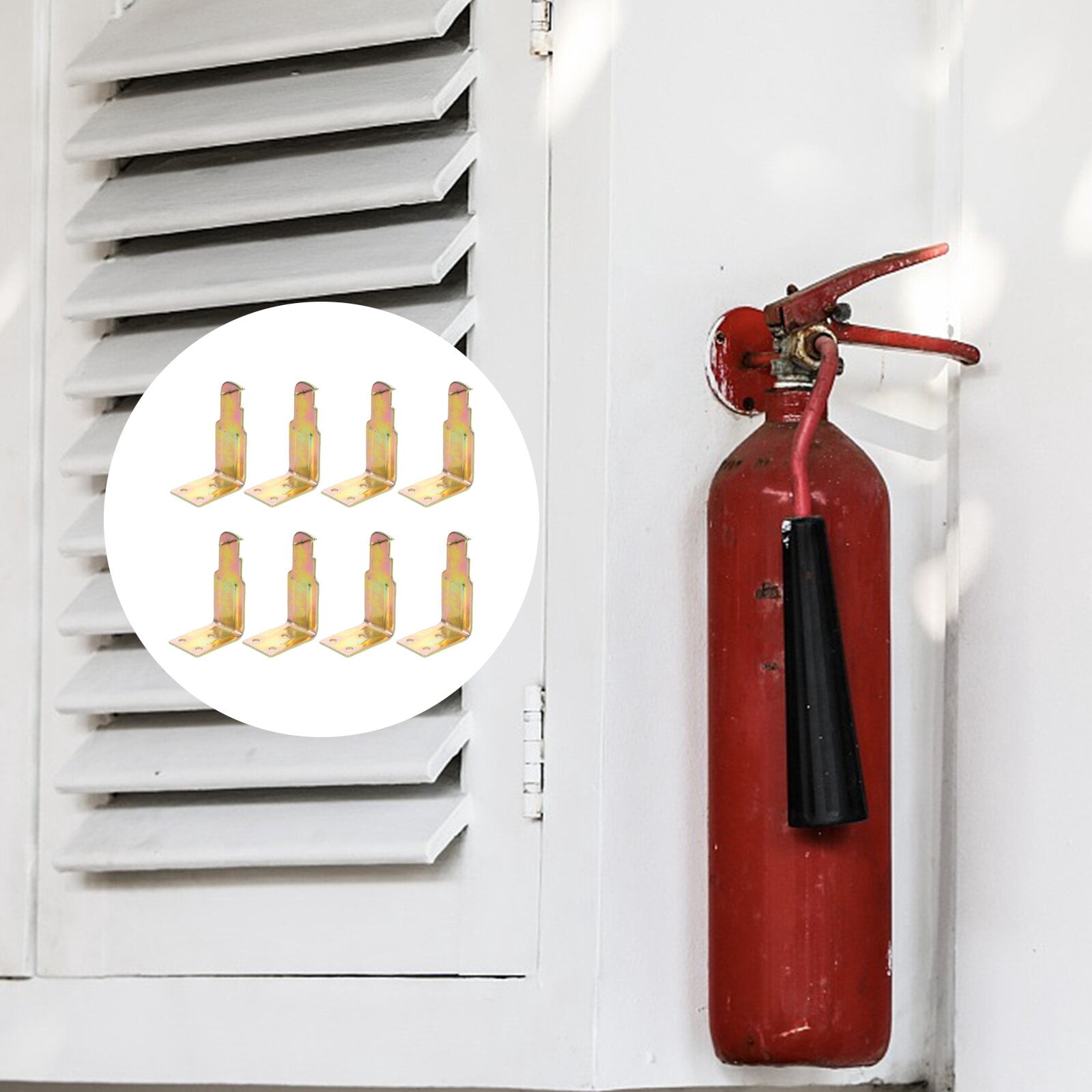 NICEXMAS 8Pcs Plated Silver Heavy Duty Fire Extinguisher Rack Durable ...