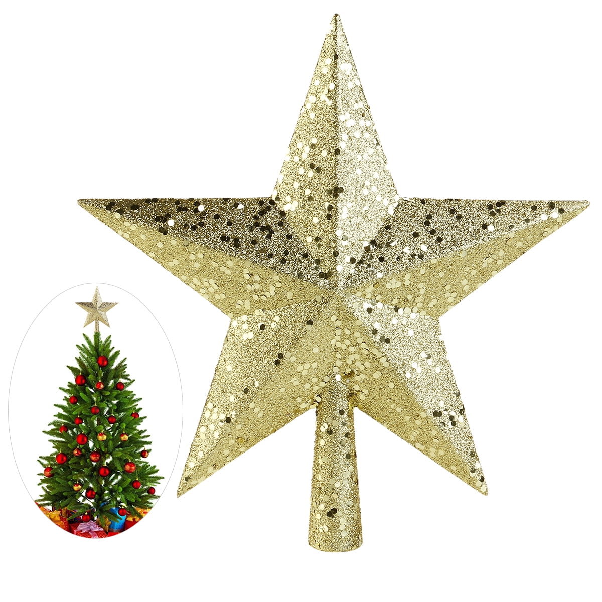 Raz Imports Glittered Christmas Tree Figurines - 12 Inch And 9 Inch High, Green Red Gold Decor