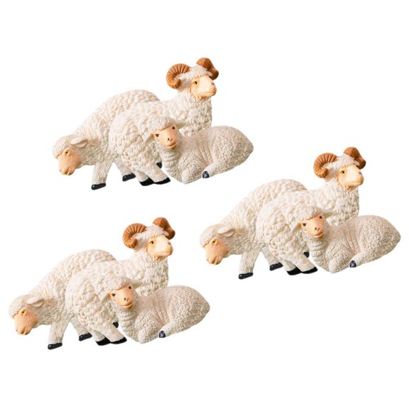 NICEXMAS 9Pcs Beige Resin Sheep Models for Decorative Home Office Display Natural Design