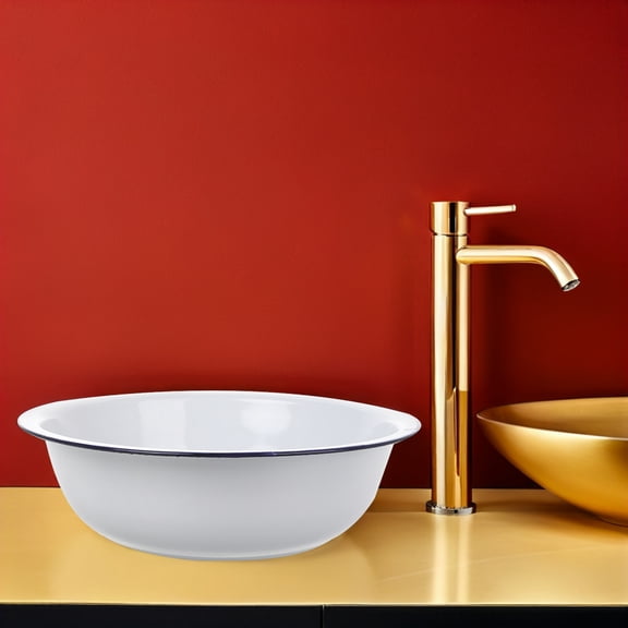 NICEXMAS Nicexmas Large White Enamel Basin Classic Aesthetic Kitchen Use 2Pcs