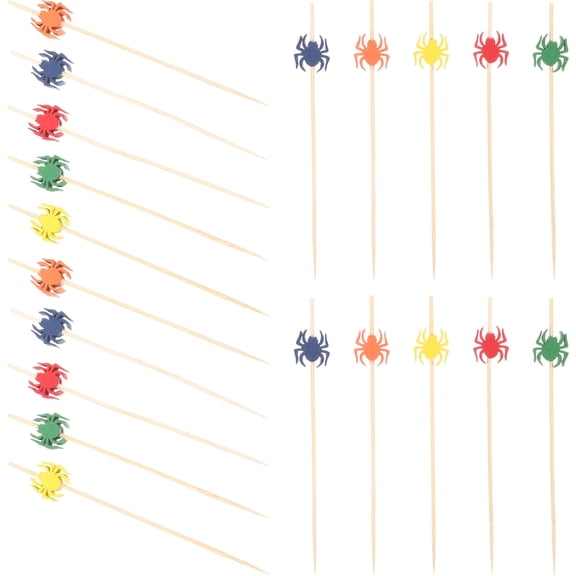 NICEXMAS 100Pcs Assorted Color Bamboo Cocktail Picks for Party Fruits Cheese and Appetizers