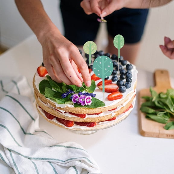 NICEXMAS Cupcake Toppers Assorted Color Felt Tree Decor for Parties 9Pcs