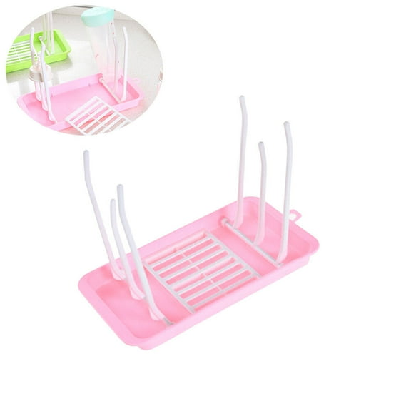 NICEXMAS Baby Bottle Organizer Bottle Dryer Countertop Baby Bottle Dish Dryer Drying Rack Foldable Pink 24.30X13.00X18.00CM