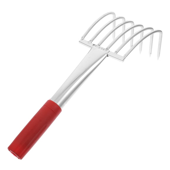 NICEXMAS Comfortable Red Handle Clam Rake Stainless Steel for Gardening