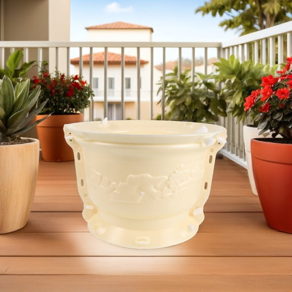 NICEXMAS Beige Weatherproof Concrete Flower Pot Mold with Easy Release for Indoor and Outdoor Planter Crafting