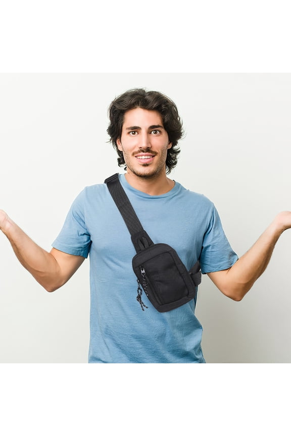 Mens Phone Bag Black Multifunctional Oxford Fabric Side Bag for Everyday Use