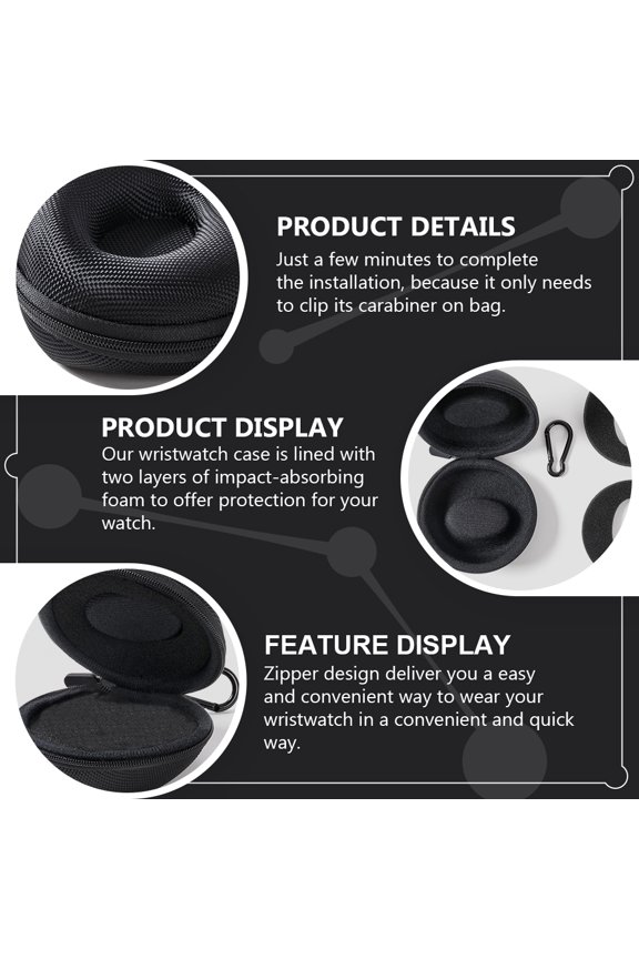 Single Watch Box Black with Zipper Closure and Impact Absorbing Foam Interior