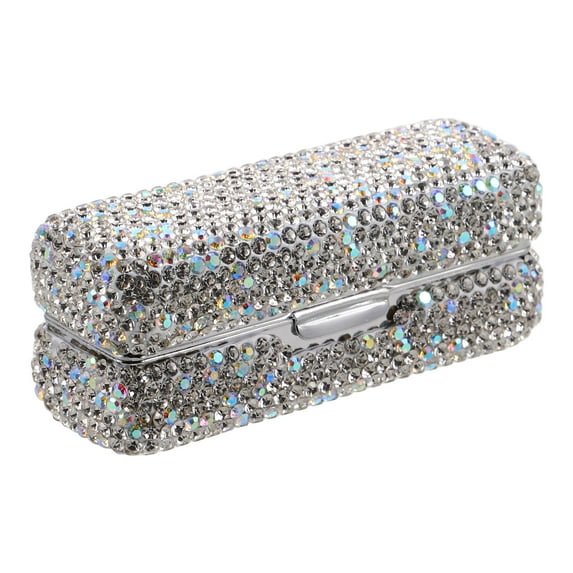 NICEXMAS Portable Lipstick Case with Mirror, Rhinestone Makeup Organizer for Travel and Daily Use