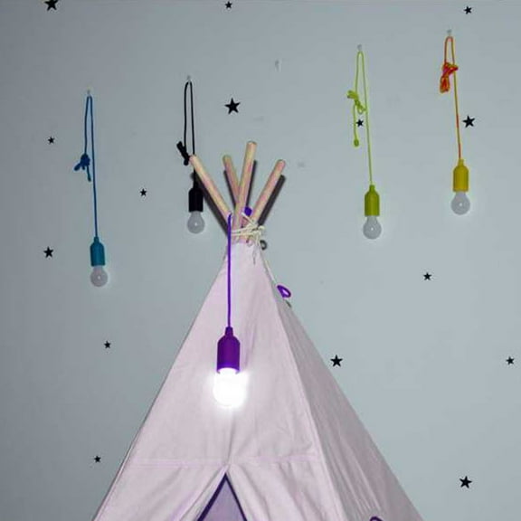 NICEXMAS 4Pcs Hanging LED Pull Cord Light with 102Cm Cord Assorted Colors for Outdoor Use