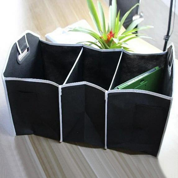 NICEXMAS Car Storage Box Nonwoven Car Trunk Storage Bag Folding Storage Bag Tool Bag Car Storage Box (Black, Random Style Handle)