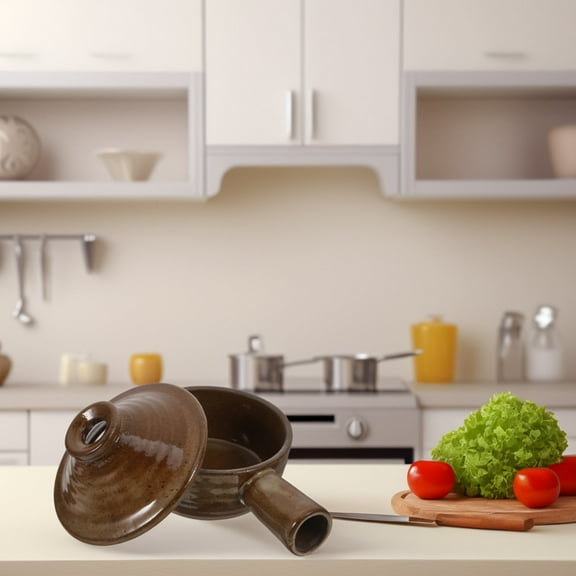 NICEXMAS Casserole Dishes with Lid Crude Pottery Casserole with Lid 1Pc 6.7X4.7X2.0In