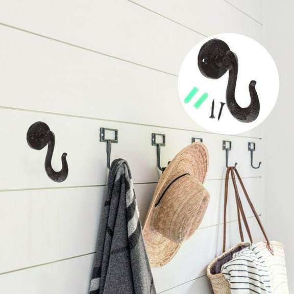 NICEXMAS Cast Iron Wall Mount Hook 1Set Curved Metal Hanging Utility Hanger For Diy Enthusiasts