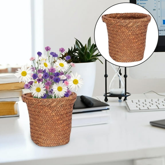 NICEXMAS Household Trash Can Multi Function Trash Basket Wicker 1Set