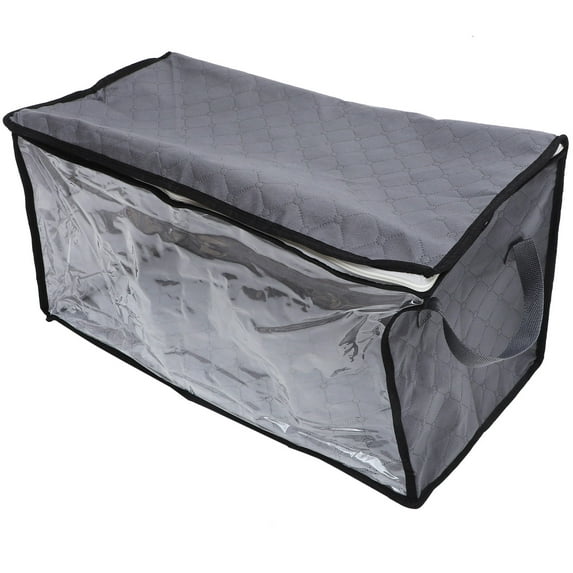 NICEXMAS Large Foldable Quilt Storage Bag Grey for Clothes Bedding and Seasonal Organization