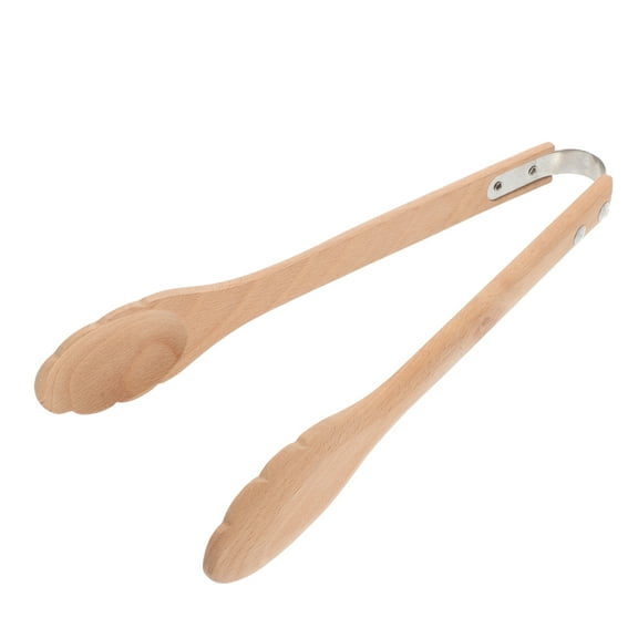 NICEXMAS BBQ Cooking Tongs Set with Wooden Handles and Iron Tips, 27.8 x 7 x 4.3 Inches, Perfect for Grilling and Outdoor Cooking