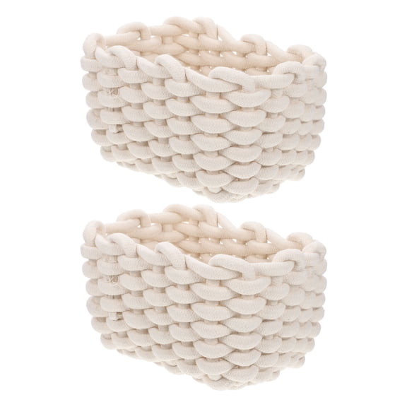 NICEXMAS Woven Storage Bin Woven Storage Box Cotton Rope Organization Families Home Use 2Set