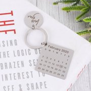 NICEXMAS Heart Pattern Key Ring Stainless Steel 1Set Anniversary Celebration