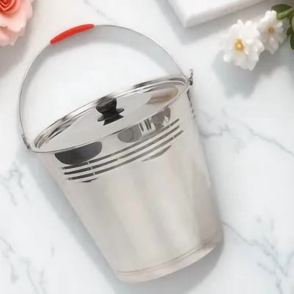 NICEXMAS Nicexmas Large Capacity Stainless Steel Bucket, Assorted Color, Portable and Sturdy for Home Use