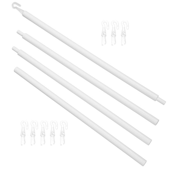 NICEXMAS Curtain Opener Rod with Hooks for Home White PP Material Effortless to Assemble 1 Set