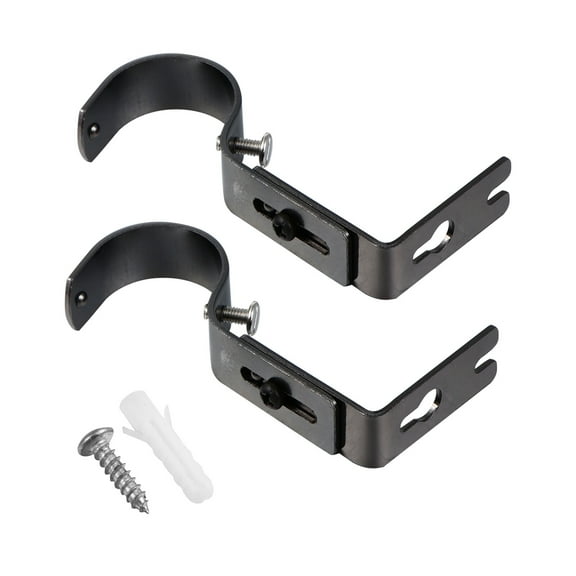 NICEXMAS Curtain Rod Bracket Iron Black 8.3x2.4in 2Set For Living Room And Dining Room