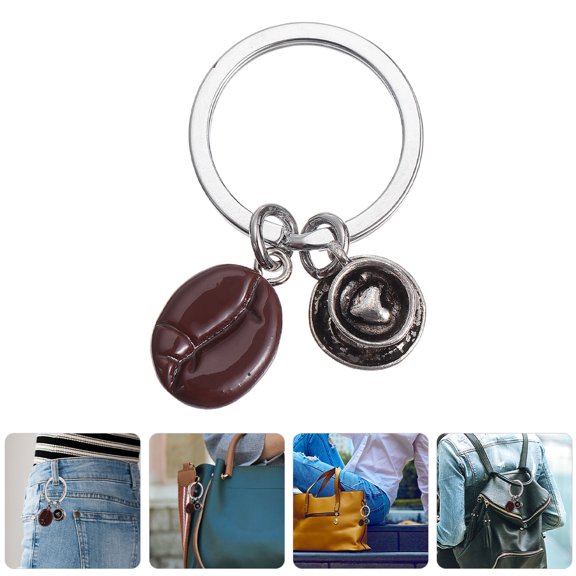 NICEXMAS 4-Pack Coffee Bean Keychains Resin Keyrings Lightweight Bag Charms Decorative Accessories for Keys and Bags