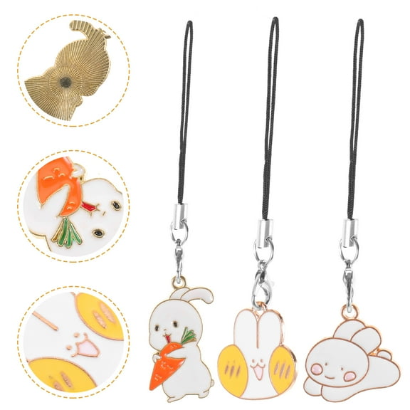 NICEXMAS Nicexmas White Alloy Rabbit Pendant Keychain for Hanging Keys 3Pcs