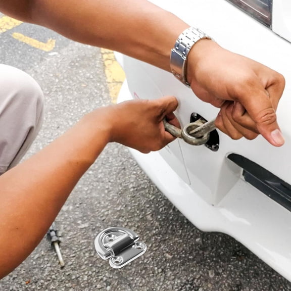 NICEXMAS D Ring Tie Down 1Pack Silver Stainless Steel For Trailer Yachts Boats Rust Resistance 5.00X4.70X1.00Cm