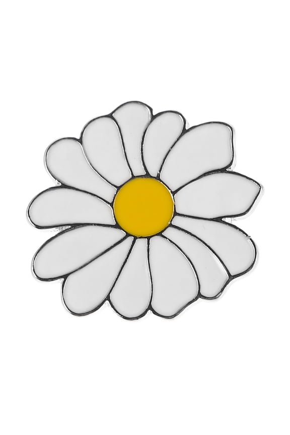 Unique White Daisy Brooch Enamel Lapel Pin Plant Pattern for Apparel Decoration