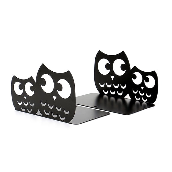 NICEXMAS Decorative Owl Bookends Black Nonskid with Padded Base for Book Shelf Organization