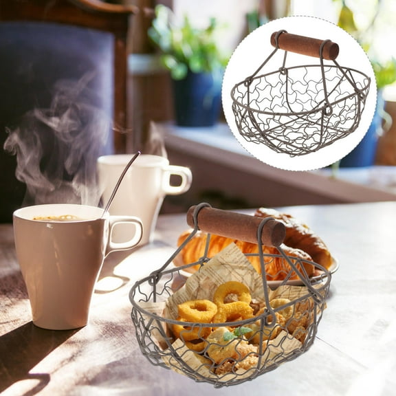 NICEXMAS Decorative Wire Basket For Kitchen Storage Black 1Pcs