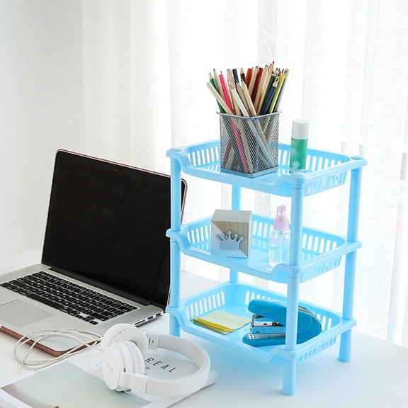 NICEXMAS Detachable 3 Layers Blue Bathroom Shelf with Adjustable Triangle Storage Rack