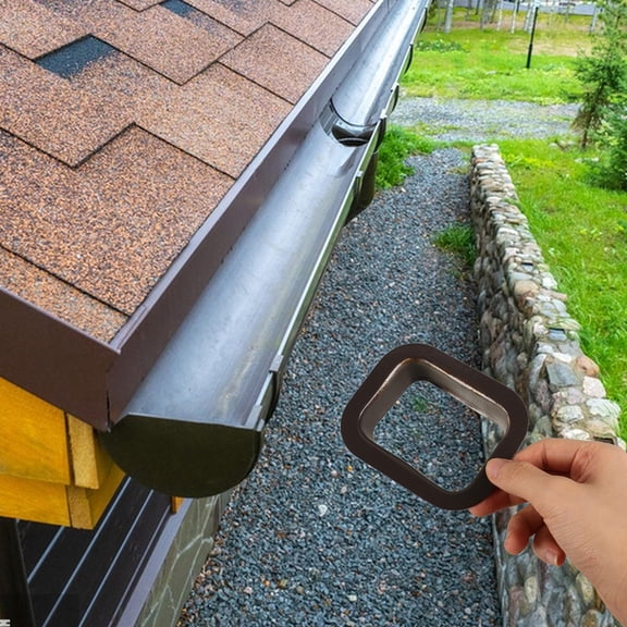 NICEXMAS Aluminum Alloy Gutter Outlet Replacement in Coffee Color, Roof Drainage Accessory for Efficient Water
