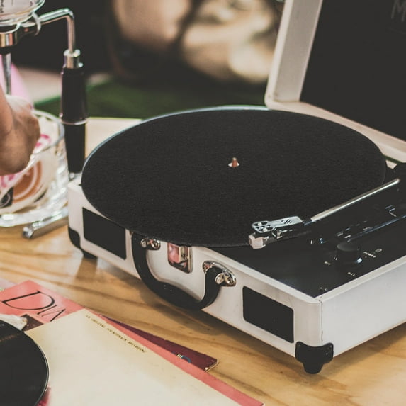 NICEXMAS Record Player Mat Black Felt Disc Protective Pad for Vinyl Turntable