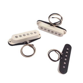 NICEXMAS Guitar Pickup Set White Single Coil for Neck Position with Glossy Plastic Cover