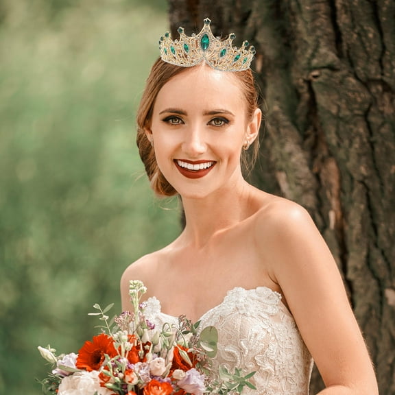NICEXMAS Bridal Crown Rhinestone Headpiece Vintage Style Headdress for Wedding 1Set