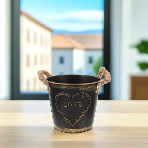 NICEXMAS Black Vase Flower Pot with Handle for Stylish Home and Office Display
