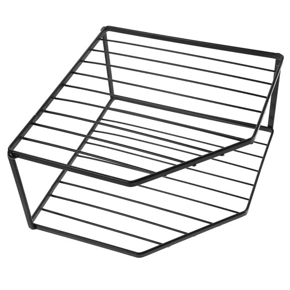 NICEXMAS Freestanding Metal Kitchen Organizer Shelf Black Corner Rack for Pot and Pan Storage