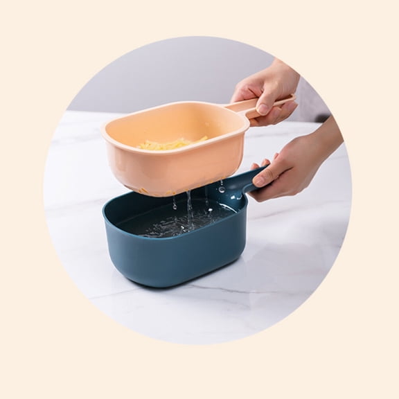 NICEXMAS Multifunctional Blue Plastic Slicer Container Grater and Drain Basket for Kitchen