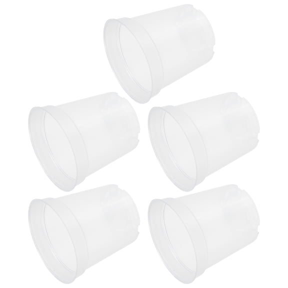 NICEXMAS Garden Flower Pot 5Pcs Clear Plastic Orchid Pots Transparent Round Shape 11x4.3in