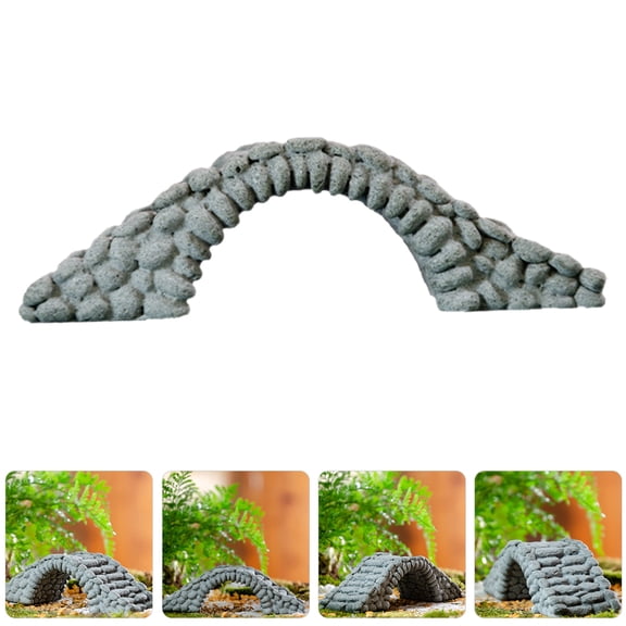 NICEXMAS Gardens Miniature Bridge Figurine Light Grey Resin 1Set