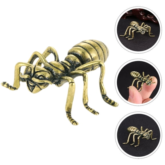 NICEXMAS Golden Copper Ant Figurine Retro Animal Statue for Desk and Home Decor 3.5 x 2.5 x 2 Inches
