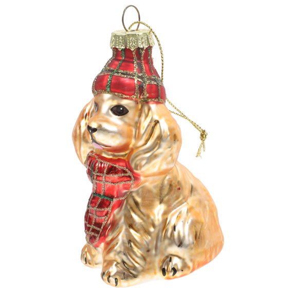 NICEXMAS Golden Glass Christmas Dog Ornament Creative Hanging Dog Figurine for Holiday Decor