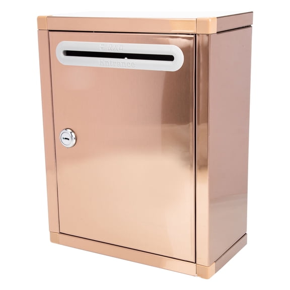 NICEXMAS Golden Stainless Steel Letter Box with Lock for Office and Home Wall Mount Mail Storage