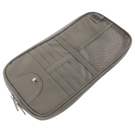 NICEXMAS Car Sun Visor Organizer Grey PU Material Compact Storage for Cards and Documents